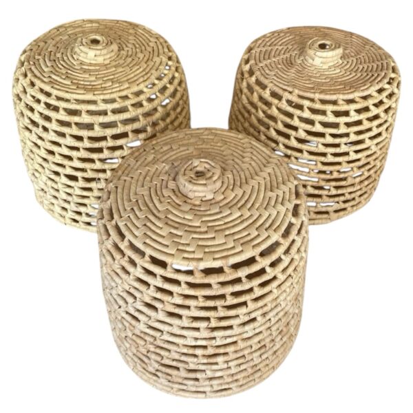 Luminária Lustre Pendente De Palha Natural 26x28 + Kit de Instalação - Imagem 3