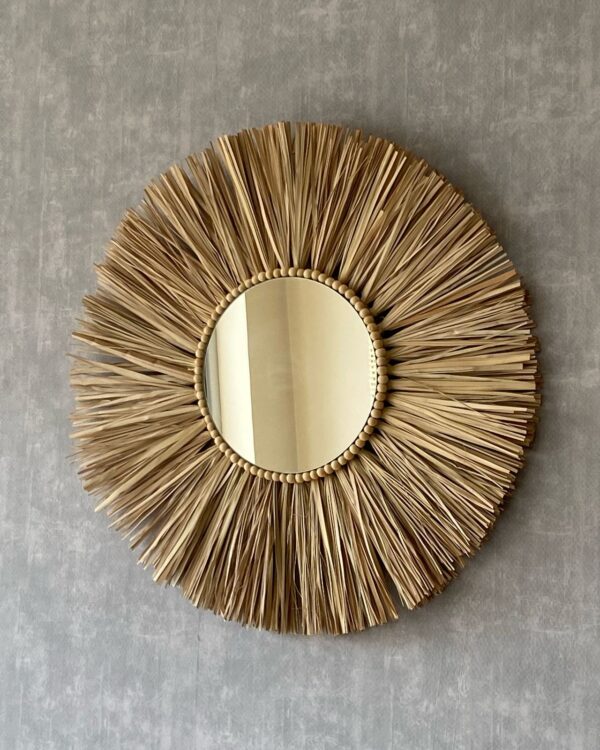 Espelho Redondo Decorativo Em Palha Natural – 50cm - Imagem 3