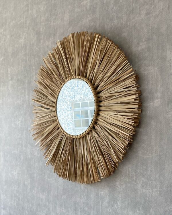 Espelho Redondo Decorativo Em Palha Natural – 50cm - Imagem 2