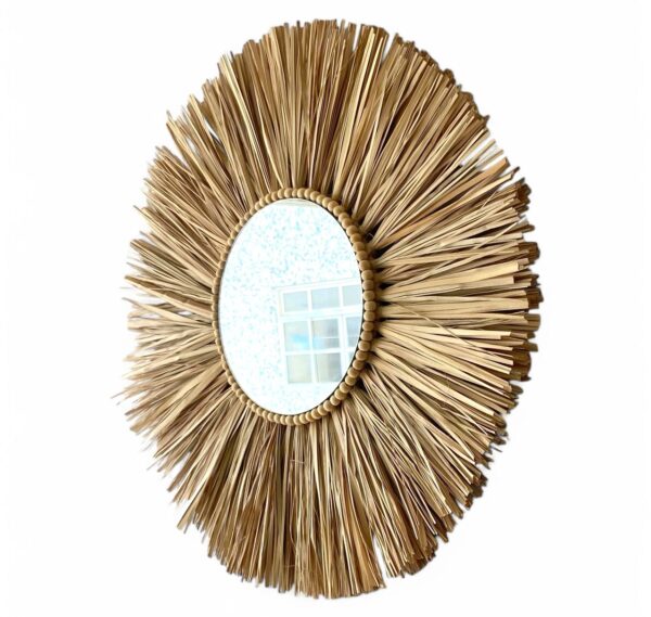 Espelho Redondo Decorativo Em Palha Natural – 50cm