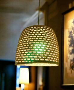 Luminária Lustre Pendente De Palha Natural 26x28 + Kit de Instalação