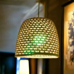 Luminária Lustre Pendente De Palha Natural 26x28 + Kit de Instalação