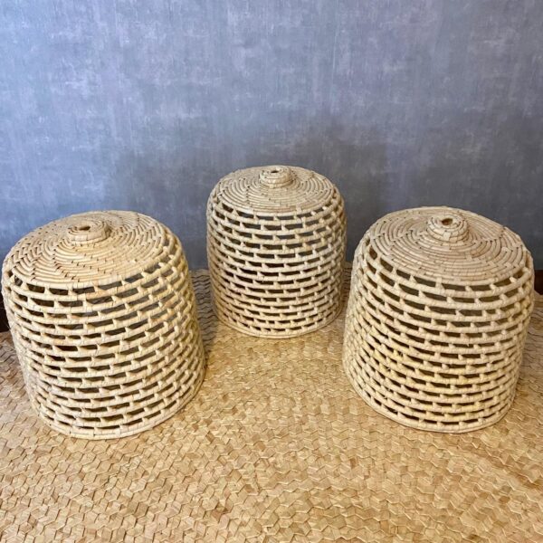 Luminária Lustre Pendente De Palha Natural 26x28 + Kit de Instalação - Imagem 2