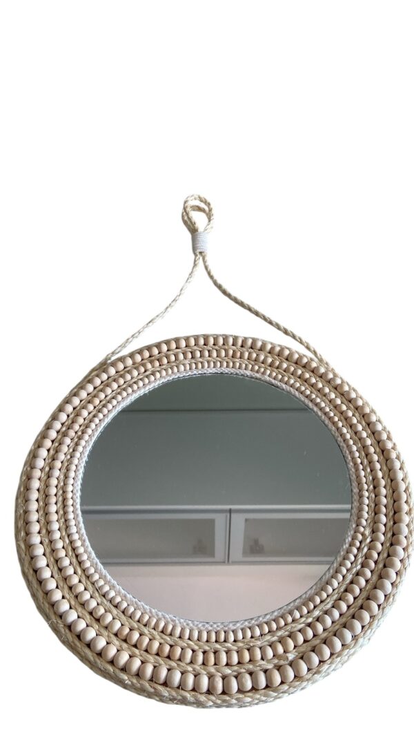 Espelho Redondo Boho Chic Em Fibra Natural 40cm - Imagem 2