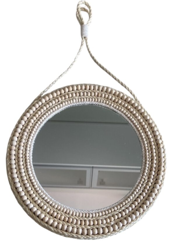 Espelho Redondo Boho Chic Em Fibra Natural 40cm - Imagem 5