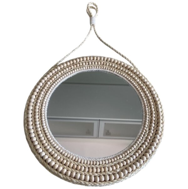 Espelho Redondo Boho Chic Em Fibra Natural 40cm