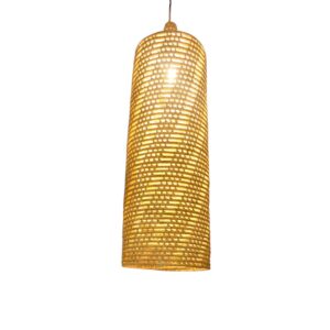 Luminária Lustre Pendente Imani Em Fibra Natural 90x35+Kit de Instalação