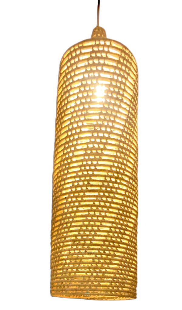 Luminária Lustre Pendente Imani Em Fibra Natural 90x35+Kit de Instalação - Imagem 4