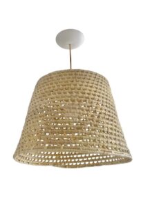 Luminária Lustre Pendente Zuri De Palha Natural 30x50 + Kit de Instalação