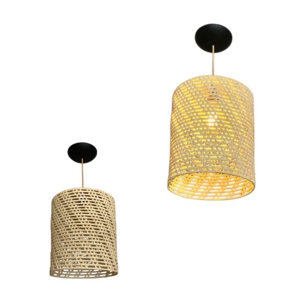 Luminária Lustre Pendente Ayana Palha Natural 30x30 - Imagem 4