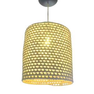 Luminária Lustre Pendente Shaira De Palha Natural 30X30 + Kit de Instalação