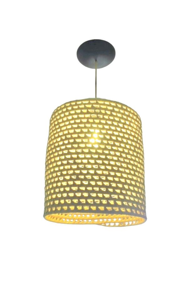 Luminária Lustre Pendente Shaira De Palha Natural 30X30 + Kit de Instalação