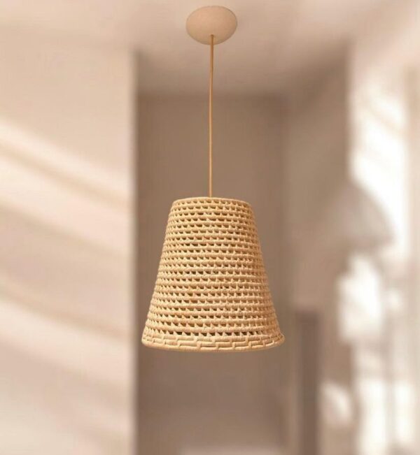 Luminária Lustre Pendente Obá Em Fibra Natural 30X30 + Kit de Instalação - Imagem 2