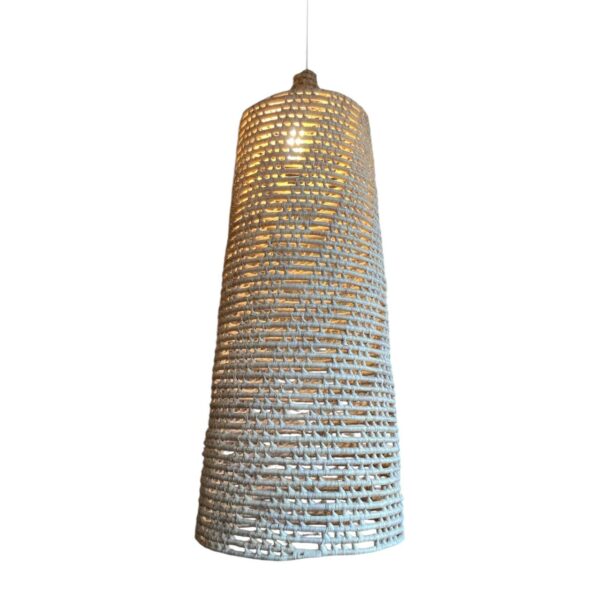 Luminária Lustre Pendente Imani Em Fibra Natural 90x35+Kit de Instalação - Imagem 3