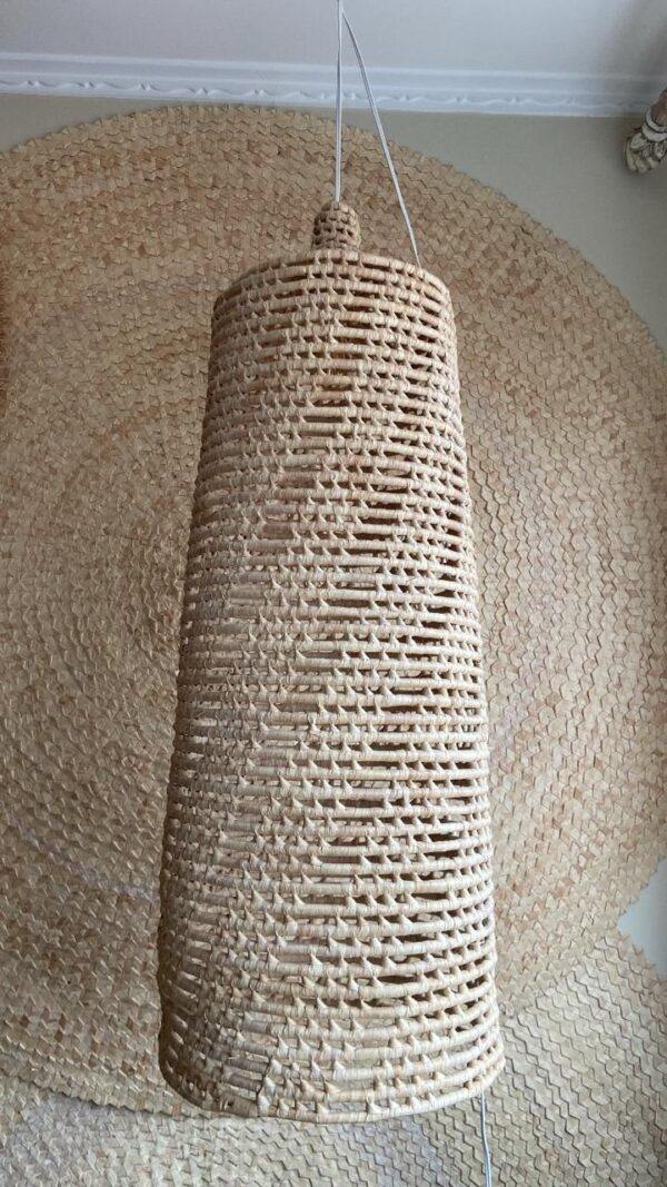 Luminária Lustre Pendente Imani Em Fibra Natural 90x35+Kit de Instalação - Imagem 3