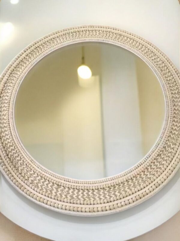 Espelho Artesanal Redondo Decorativo Boho Chic  80cm - Imagem 3