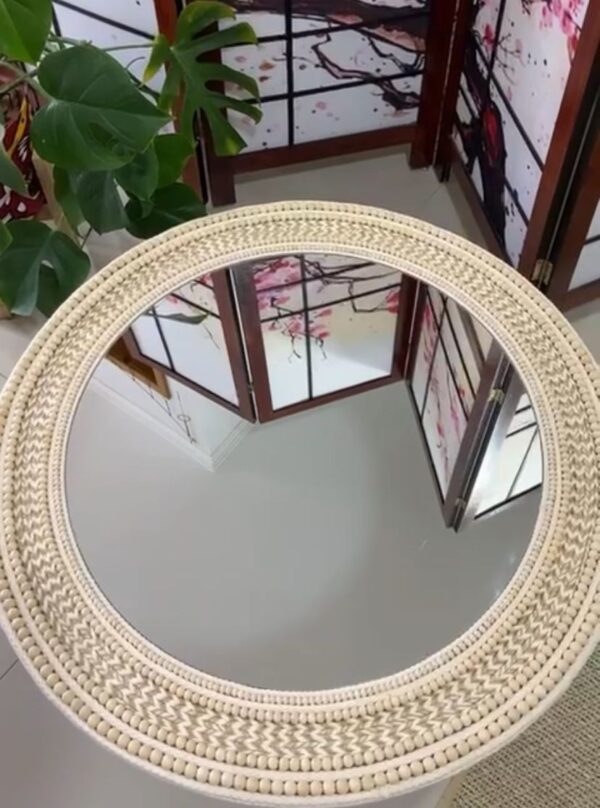 Espelho Artesanal Redondo Decorativo Boho Chic  80cm - Imagem 2