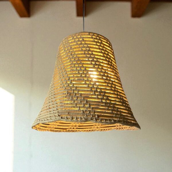 Luminária De Teto Lustre Pendente Em Fibra Natural 30x30 + Kit de Instalação - Imagem 3