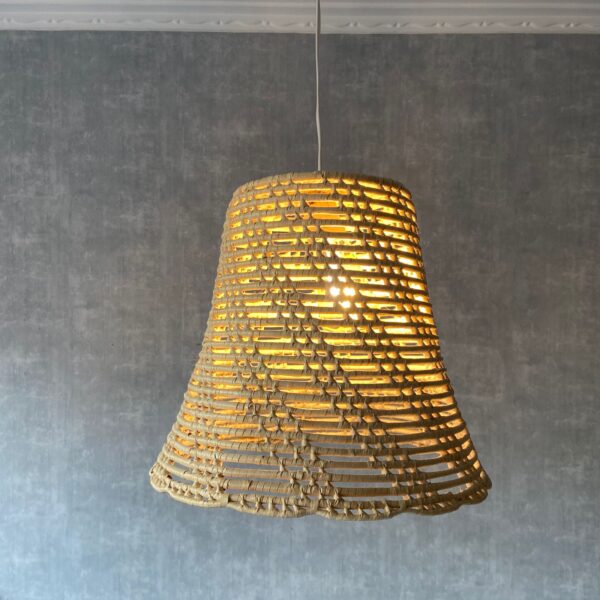 Luminária De Teto Lustre Pendente Em Fibra Natural 30x30 + Kit de Instalação - Imagem 4